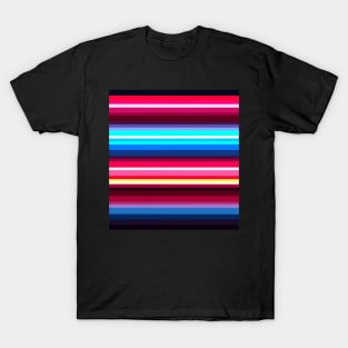 Neon Red Blue Stripes T-Shirt